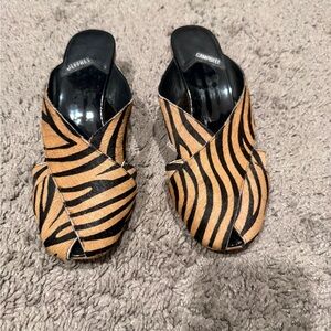 Jeffrey Campbell Black and Tan Zebra Mules